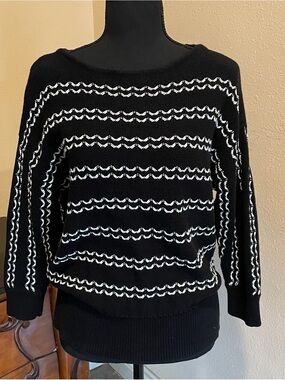 Ann Taylor factory black and white cotton sweater